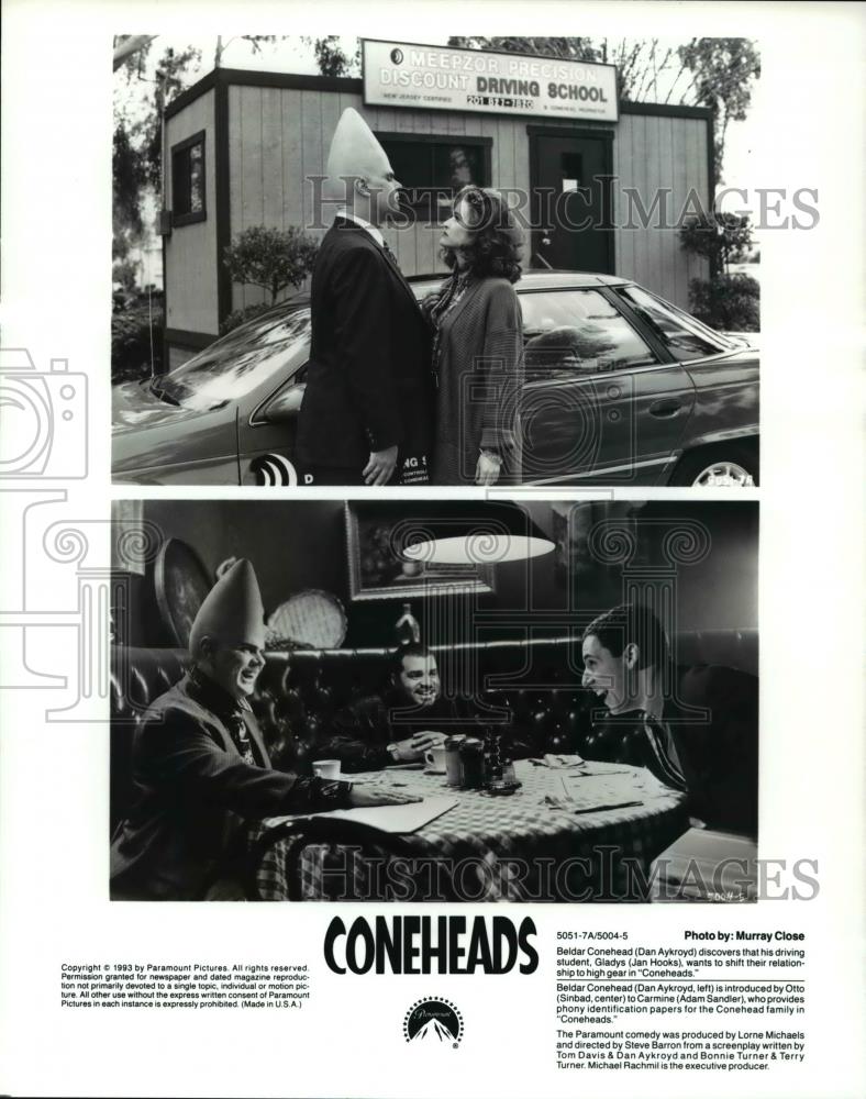 1991 Press Photo an Aykroyd, Otto Sinbad & Adam Sandler in "Coneheads" - Historic Images