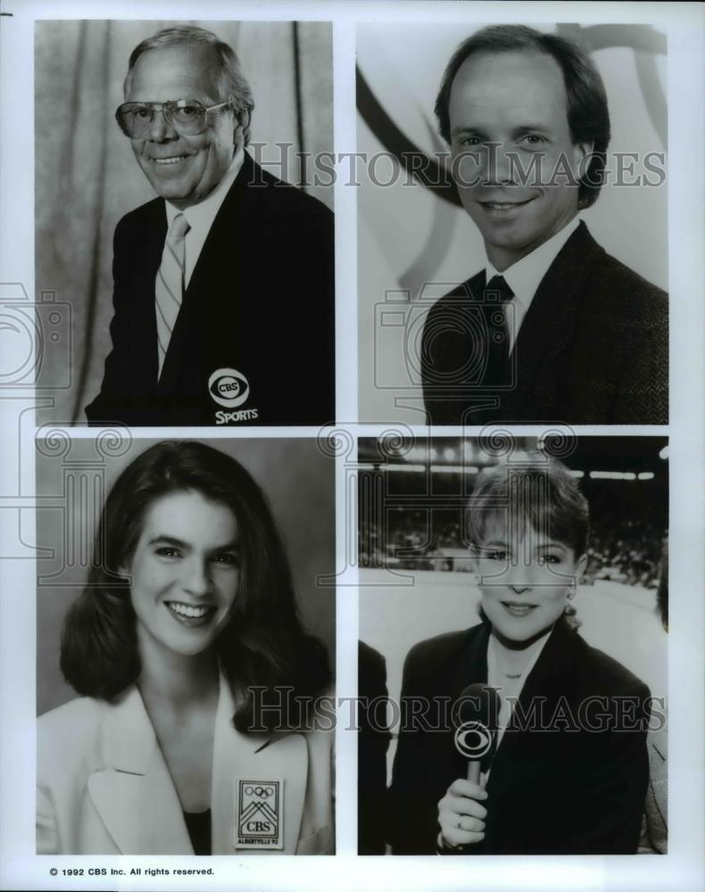 1992 Press Photo Verne Lundquist, Katarina Witt &amp; others in Olympic Winter Games - Historic Images