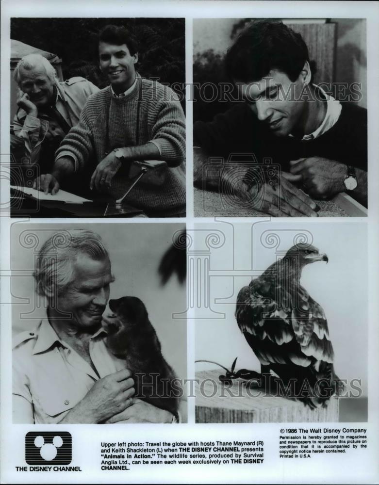 1986 Press Photo Thane Maynard &amp; Keith Shackleton, host Animals in Action - Historic Images
