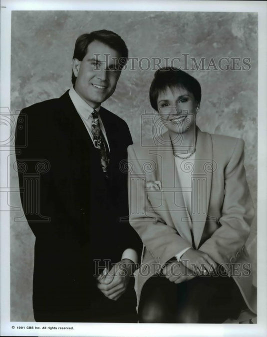1991 Press Photo Andrea Joyce & Jim Nantz in "1992 Olympic Winter Games" - Historic Images