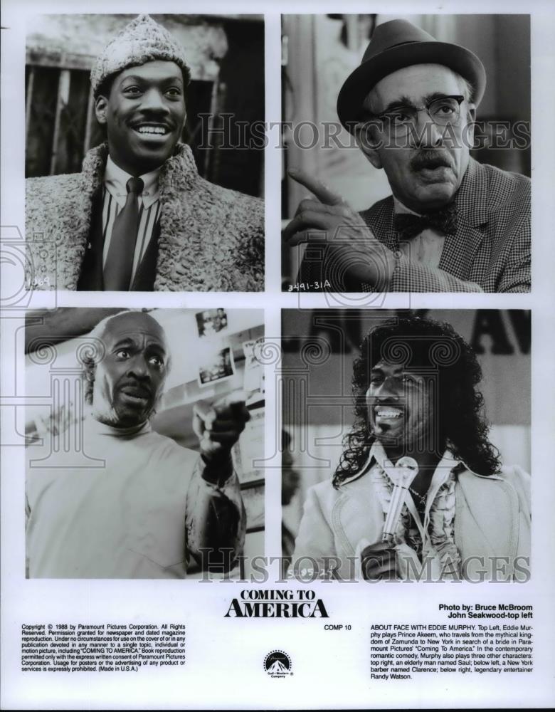 1988 Press Photo Eddie Murphy&#39;s different characters in Coming To America - Historic Images