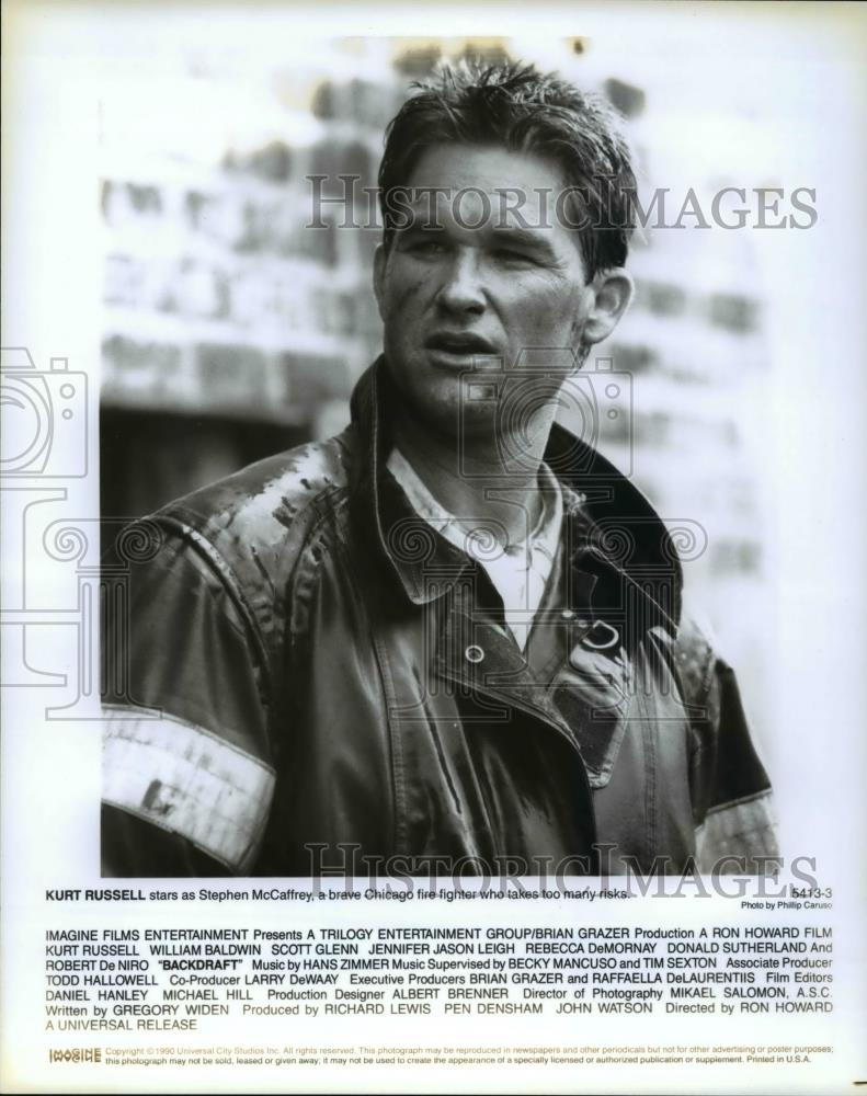 1992 Press Photo Kurt Russell stars as Stephen McCaffrey in &quot;Backdraft&quot; - Historic Images