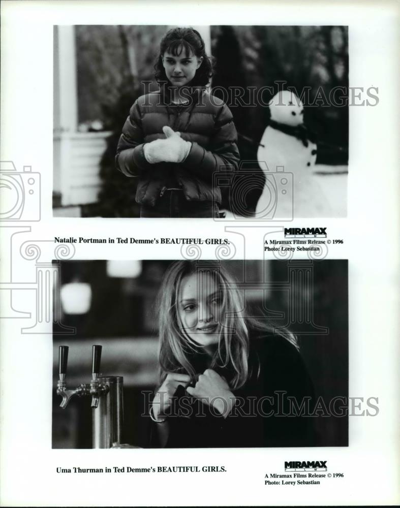 1996 Press Photo Natalie Portman and Uma Thurman in Ted Demme&#39;s Beautiful Girls - Historic Images