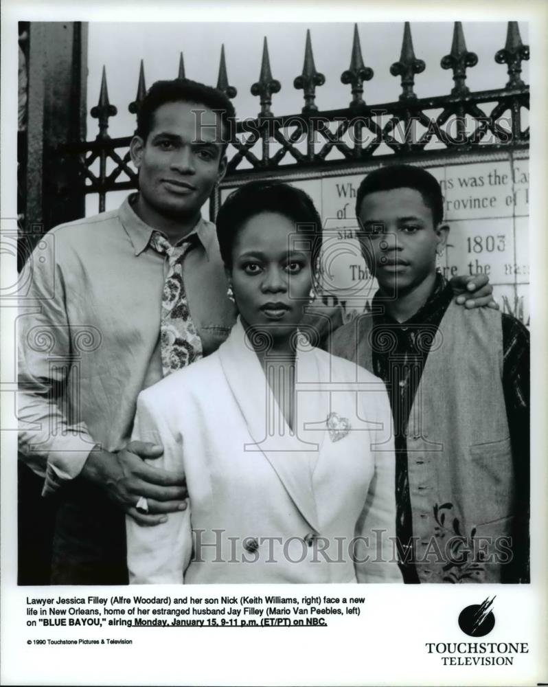 1990 Press Photo Alfre Woodard,Keith Williams &amp; Mario Van Peebles of Blue Bayou - Historic Images