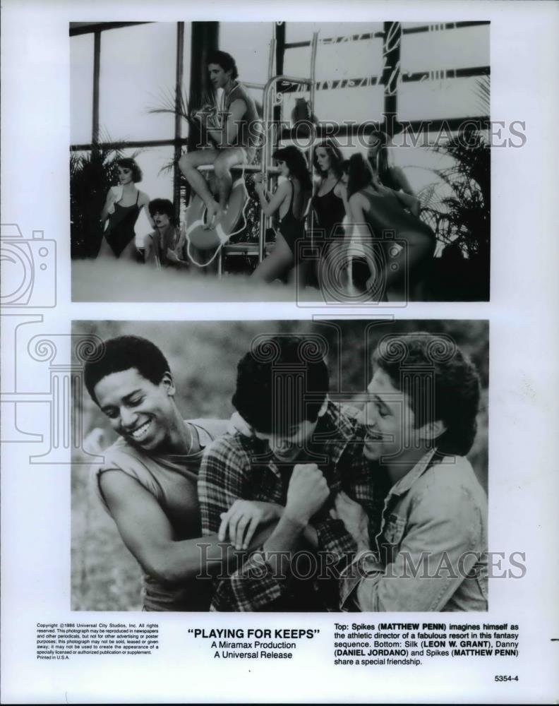 1988 Press Photo Matthew Penn, LW Grant &amp; Daniel Jordano in Playing For Keeps - Historic Images