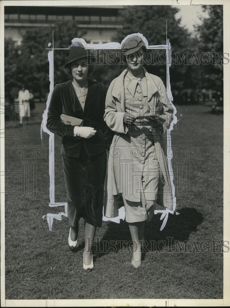 1933 Press Photo Dorothy Fell, Philip Iglehart at Belmont Park Racetrack - Historic Images