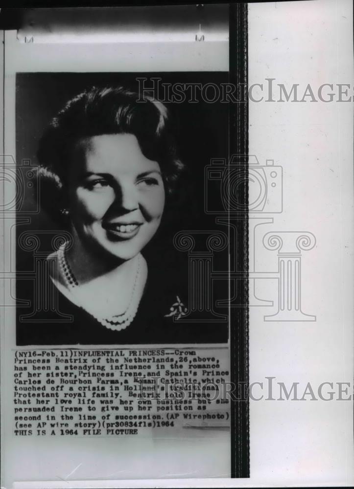 1964 Wire Photo Crown Princess Beatrix of the Netherlands - spw01129 - Historic Images