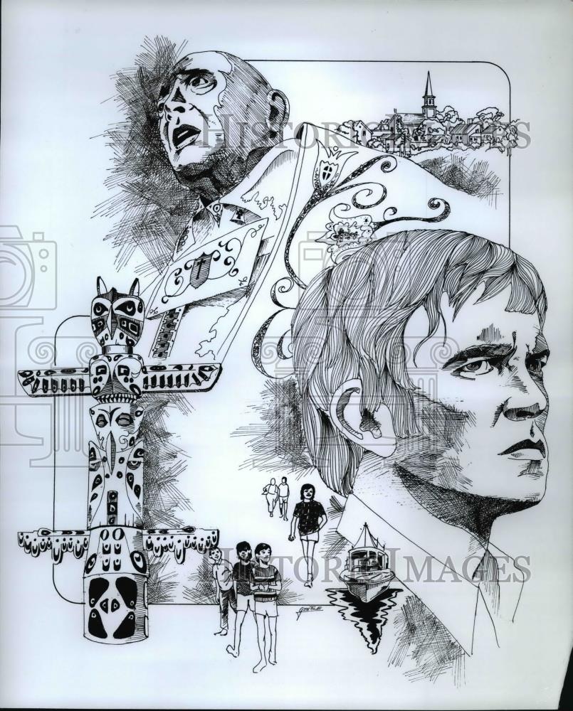 Press Photo Dean Jagger and Tom Courtenay in I Heard The Owl Call My Name - Historic Images