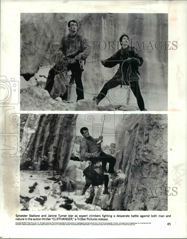 1993 Press Photo Sylvester Stallone and Janine Turner star in Cliffhanger - Historic Images