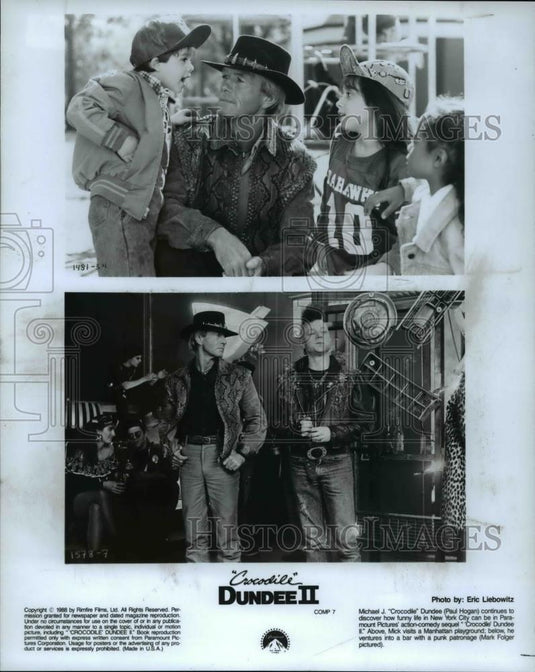 1988 Press Photo Paul Hogan, and Mark Folger star in Crocodile Dundee II - Historic Images