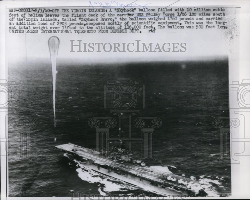 1960 Press Photo Skyhook ballon filled with 10 million cubic feet of Helium - Historic Images