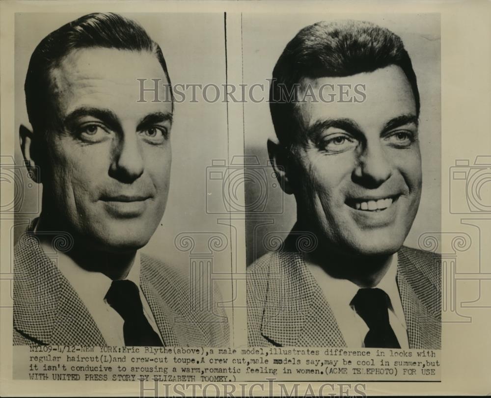 1951 Pres Photo Eric Rlythe Shows Difference in Looks with Different Hair Styles - Historic Images