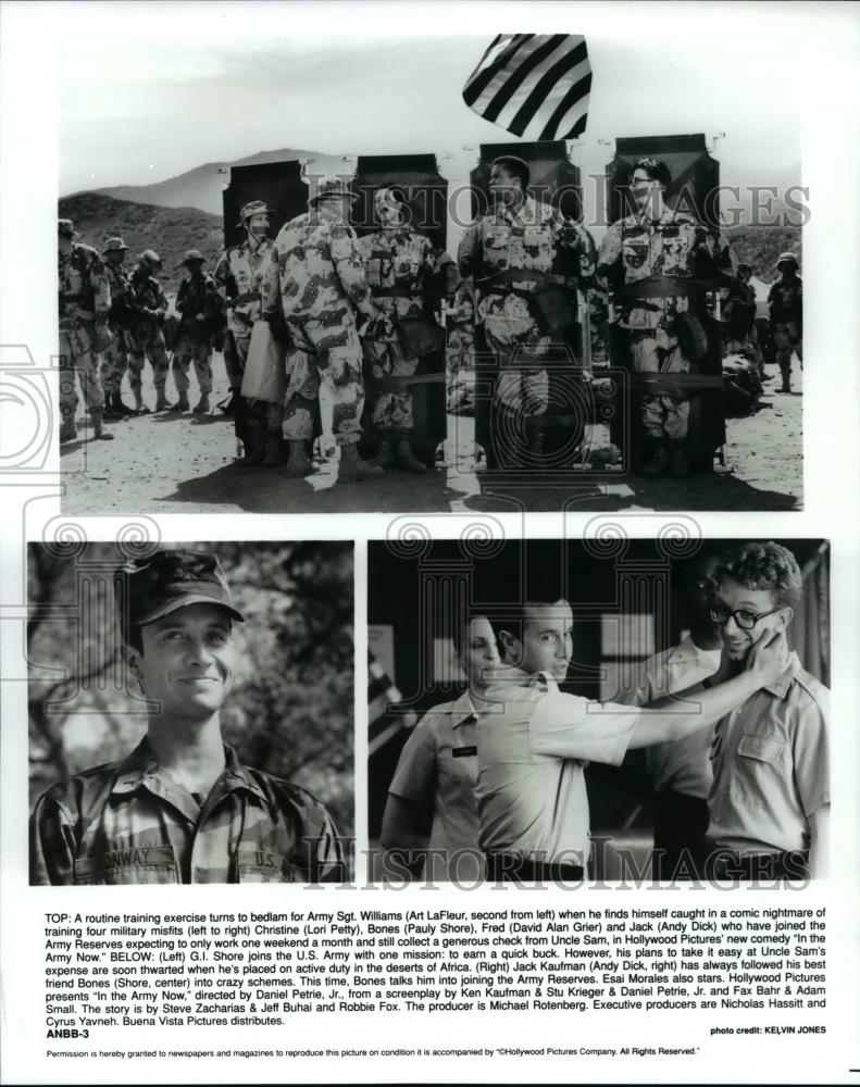 Press Photo Art LaFleur, Lori Petty and Pauly Shore star in the Army Now - Historic Images