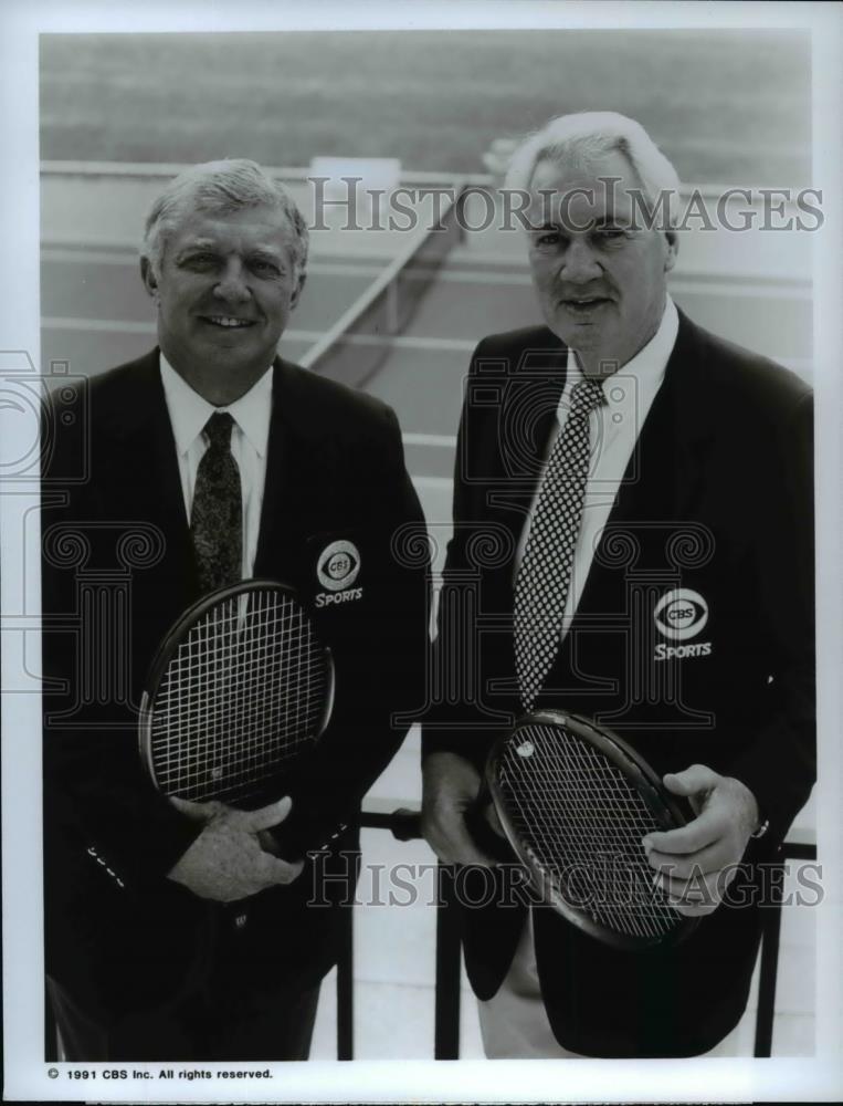 1991 Press Photo Tony Trabert and Pat Summerall at the U.S. Open - cvp59596 - Historic Images