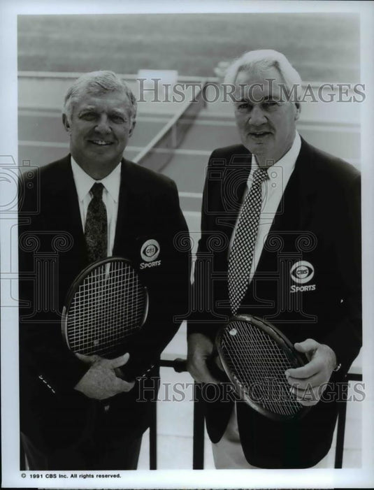 1991 Press Photo Tony Trabert and Pat Summerall at the U.S. Open - cvp59596 - Historic Images