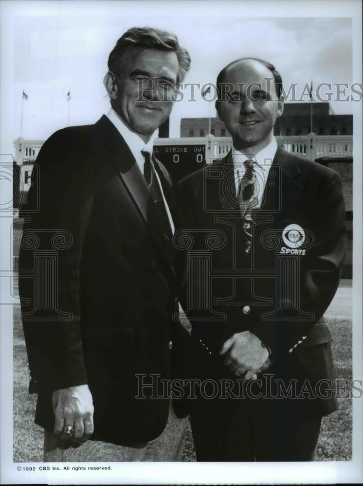 1992 Press Photo Tim McCarver and Sean McConough, announcers of the CBS Sports - Historic Images