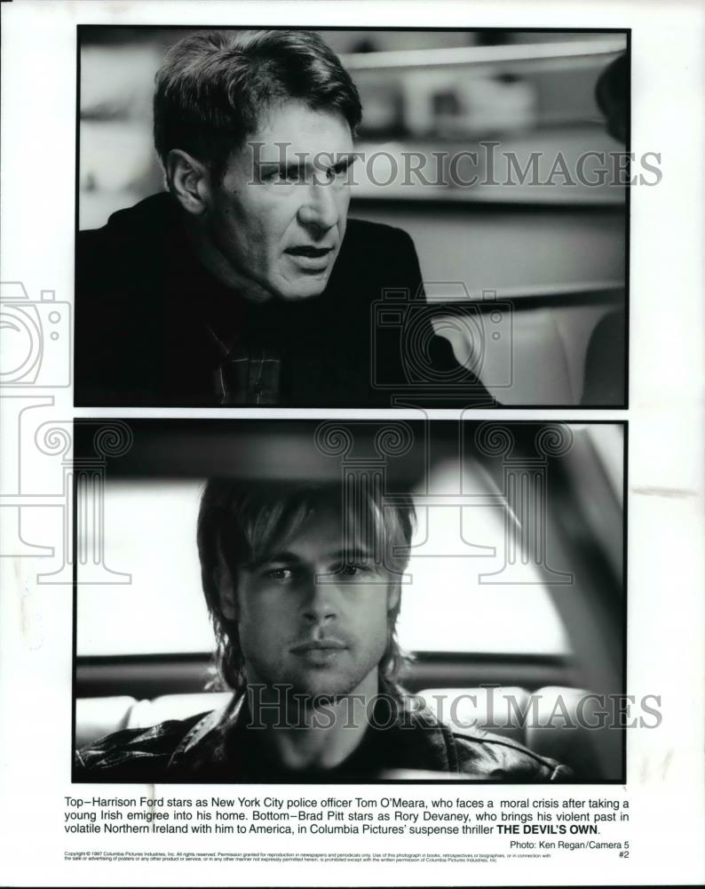 1997 Press Photo Harrison Ford &amp; Brad Pitt in The Devil&#39;s Own - cvp60146 - Historic Images