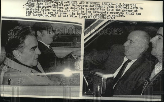 1974 Press Photo U.S Dist.Judge John Sirica & John Mitchell, Watergate Defendant - Historic Images