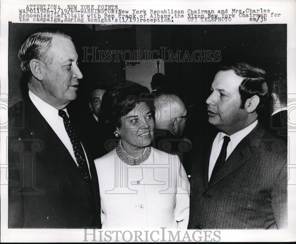 1969 Press Photo NY Republican chair &amp; Mrs Charles Schoenick, Rep Frank - Historic Images