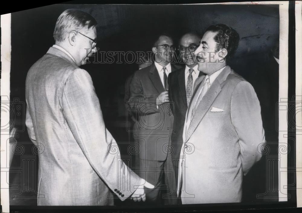 1958 Press Photo Soviet UN Ambassador Arkady Sobelev &amp; Lebanon&#39;s K Askoul - Historic Images