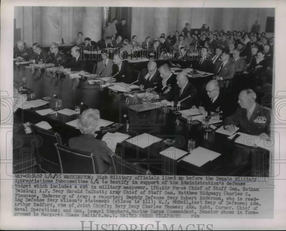 1955 Press Photo Senate Military Appropriations Gen Nathan Twining - nep01896 - Historic Images