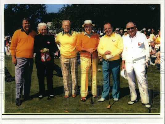 Press Photo Sen. Lausche with ex-President Gerald Ford & friends in Dayton - Historic Images