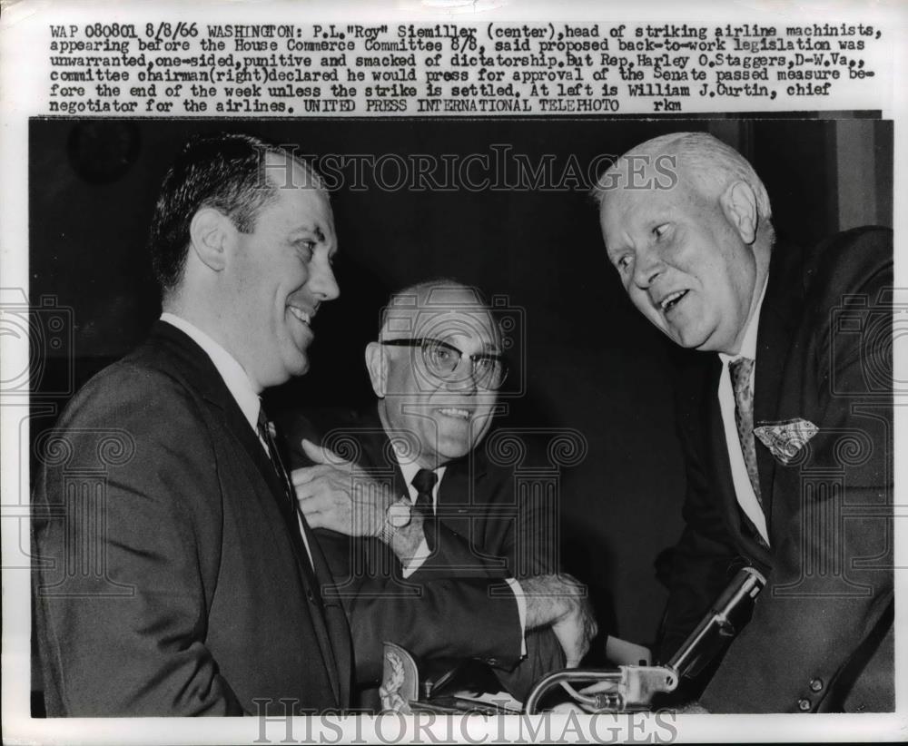 1966 Press Photo P.L. Siemiller, Head of Striking Machinists, Before Committee - Historic Images