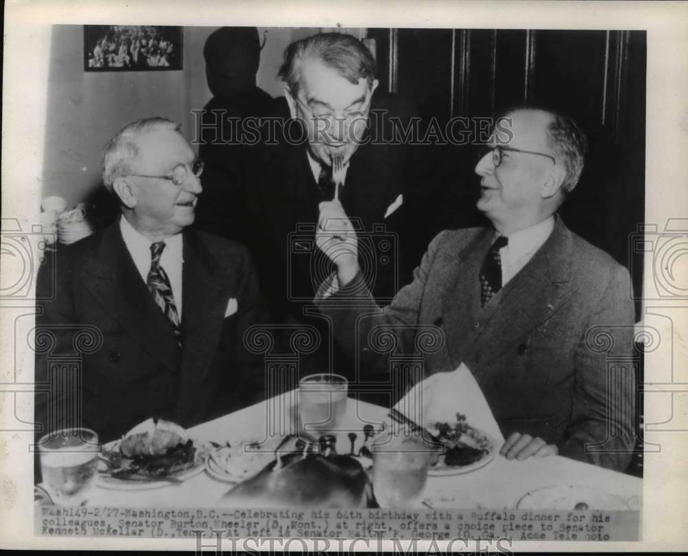 1946 Press Photo Sen Burton Wheeler Celebrates 64th Birthday With Colleagues