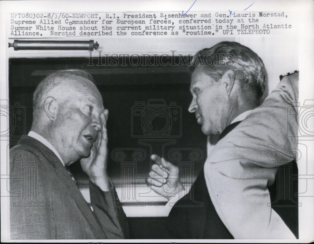 1960 Press Photo Dwight Eisenhower, Lauris Norstad at Summer White House - Historic Images