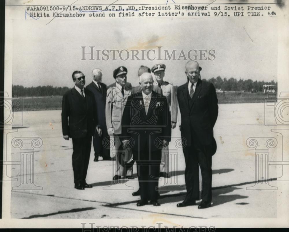 1959 Press Photo Dwight Eisenhower, Nikita Khurshchev at Andrews Air Force Base - Historic Images