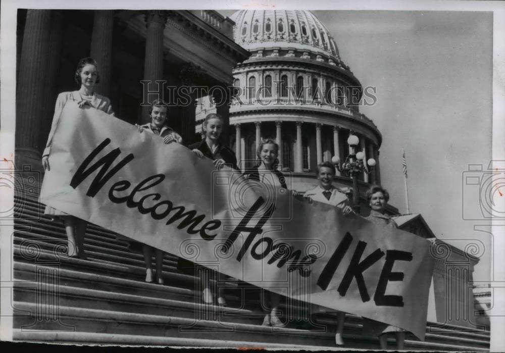 1955 Press Photo Preparations Underway for Civic Welcome for Pres Eisenhower - Historic Images