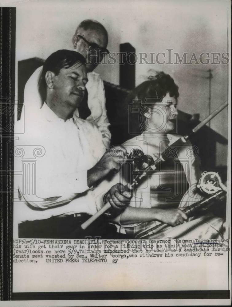 1956 Press Photo Herman Talmadge & Wife on Fishing Trip, Florida - nef39043 - Historic Images