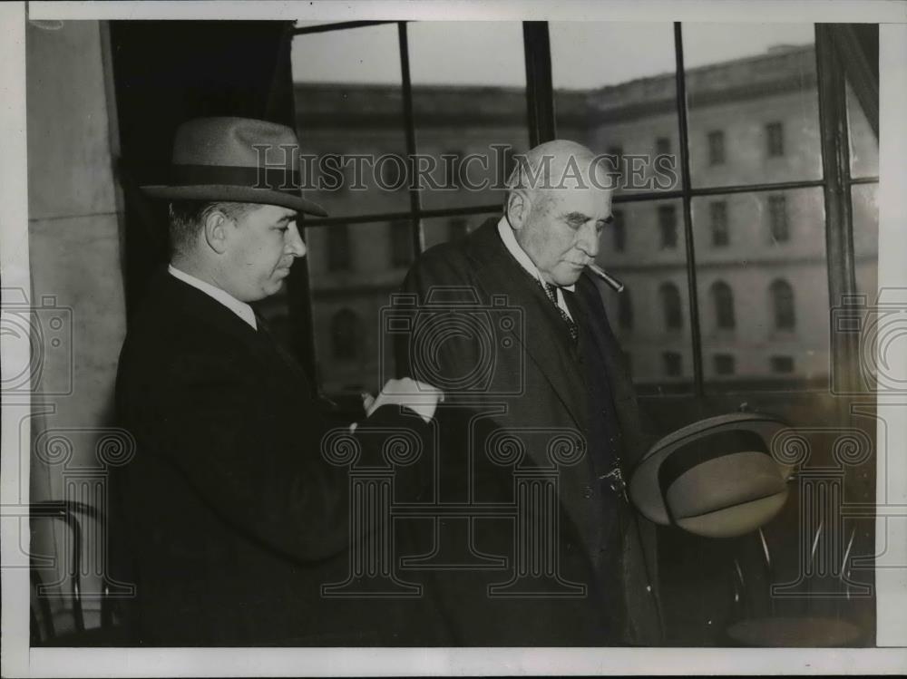 1936 Press Photo JP Morgan Arrives New York Banker at Senate Munitions Committee - Historic Images