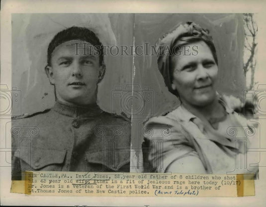 1949 Press Photo David Jones Murders Wife Ethel in New Castle, Pennsylvania - Historic Images