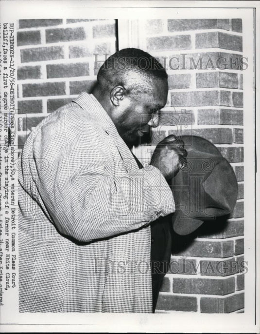1956 Press Photo James King Charged with Farmer's Murder, White Cloud Michigan - Historic Images