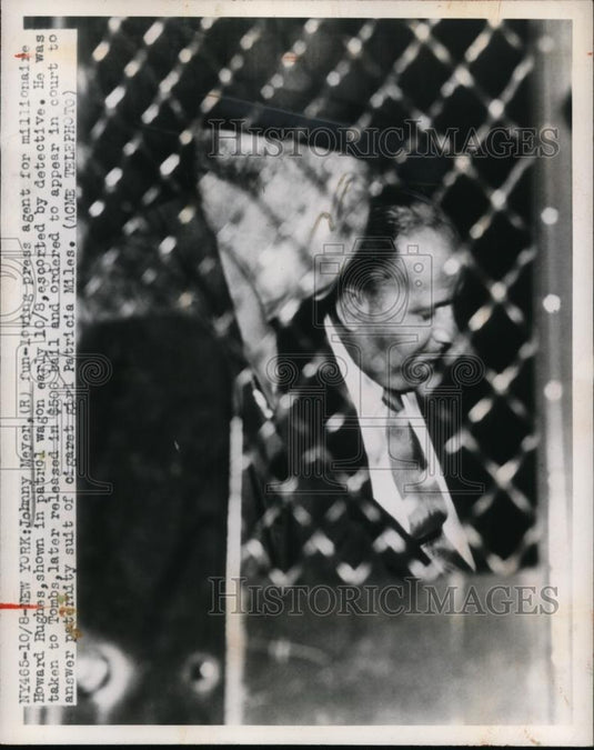 1947 Press Photo Johnny Meyer in patrol wagon, escorted by detective - nef46527 - Historic Images