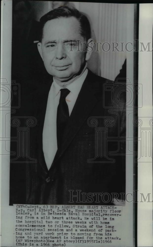 1966 Wire Photo Rep Carl Albert Democratic Oklahoma House Majority Floor Leader - Historic Images