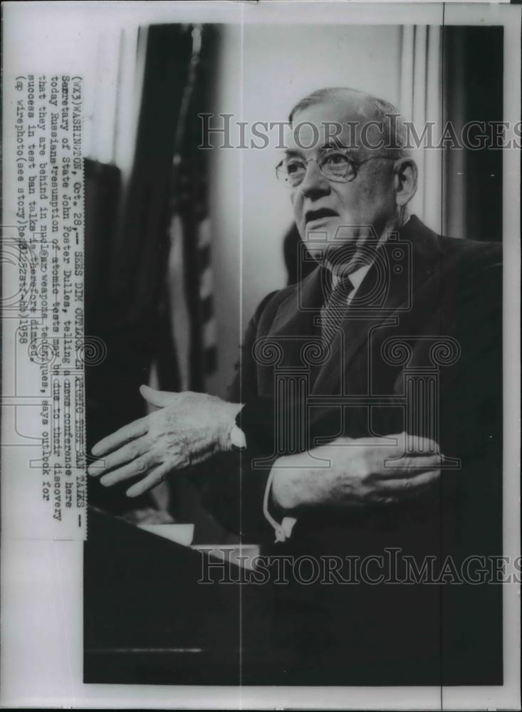 1958 Wire Photo Secretary of State John Foster Dulles - spw00663 - Historic Images