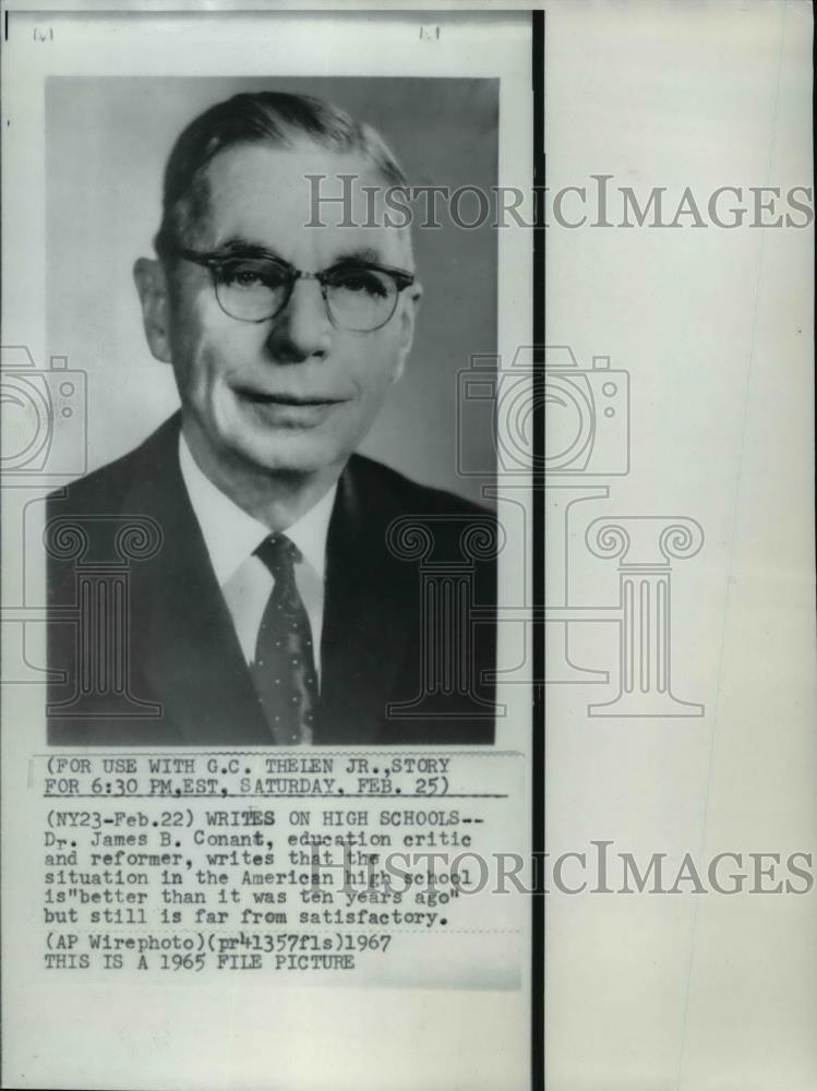 1965 Wire Photo Dr James B Conant education critic and reformer - spw00781 - Historic Images