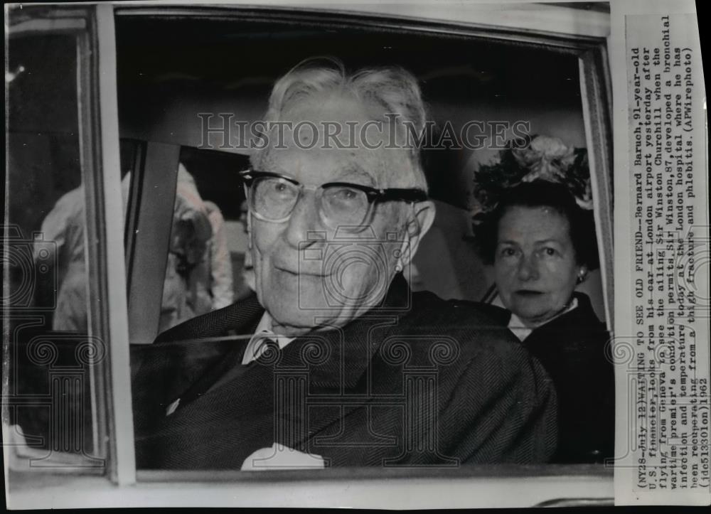 1962 Wire Photo Bernard Baruch arrives in London to visit Sir Winston Churchill - Historic Images
