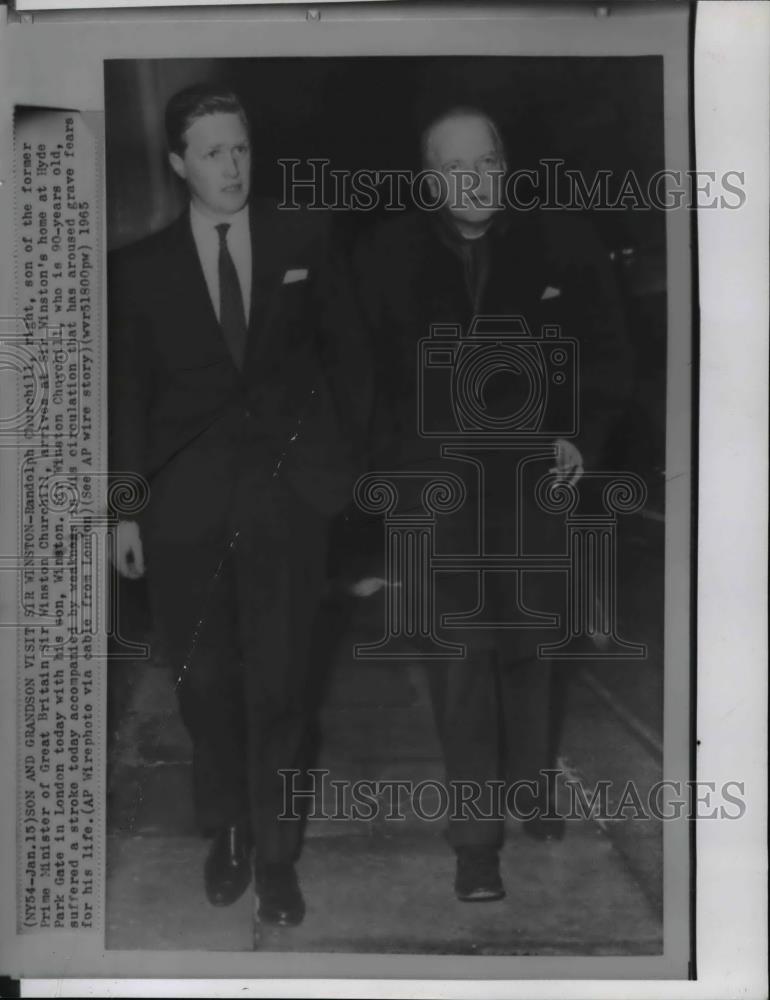 1965 Wire Photo R. Churchill arriving at Sir Winston&#39;s home in Hyde Park Gate - Historic Images