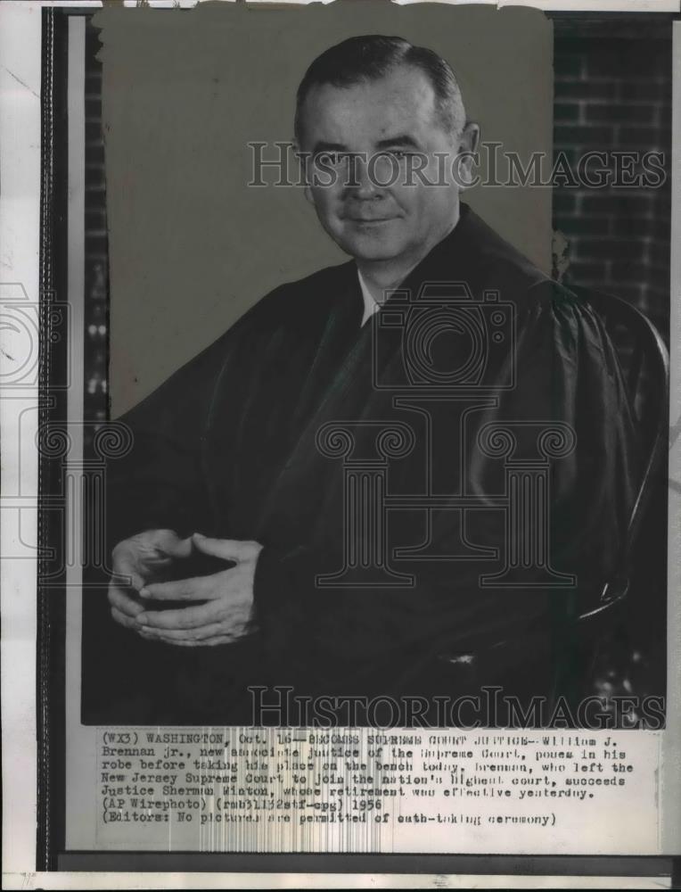 1956 Wire Photo William J Brennan Jr Associate Justice of the Supreme Court - Historic Images