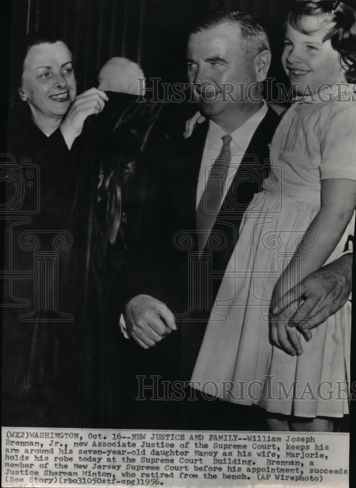 1956 Wire Photo Associate Justice William Joseph Brennan Jr with his family - Historic Images