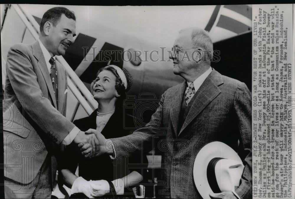 1951 Wire Photo Gov. Thomas E. Dewey of New York and John Foster Dulles - Historic Images