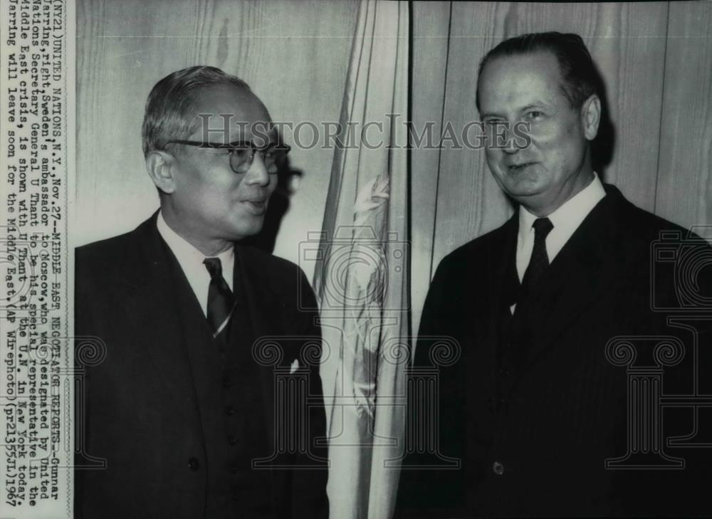 1967 Wire Photo Gunnar Jarring and U.N. Secretary U Thant - spw01871 - Historic Images