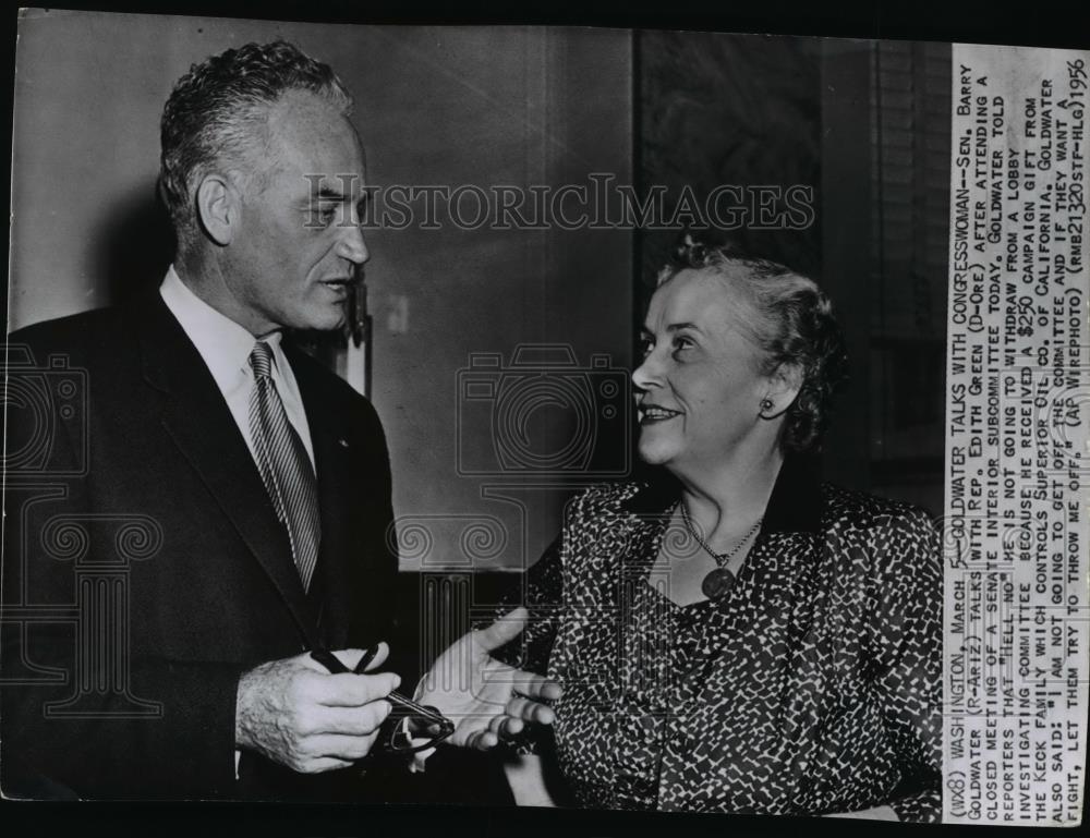 1956 Wire Photo Sen. Barry Goldwater talking with Rep. Edith Green - spw01919 - Historic Images