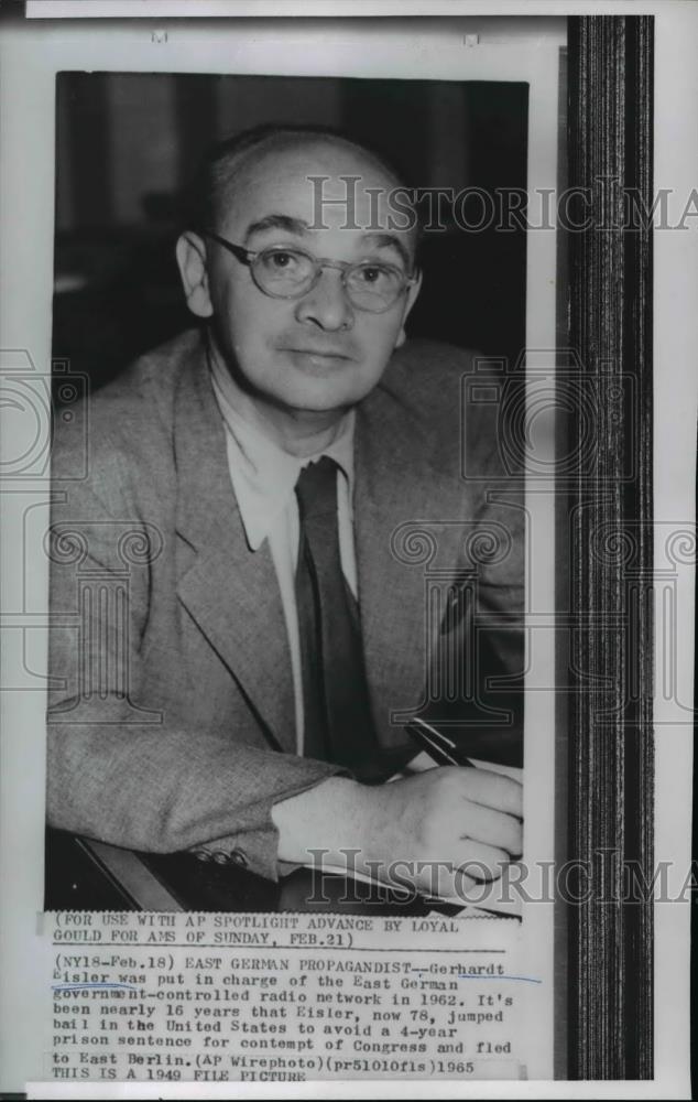 1965 Wire Photo Gerhardt Eisler,East German government-controlled radio network - Historic Images