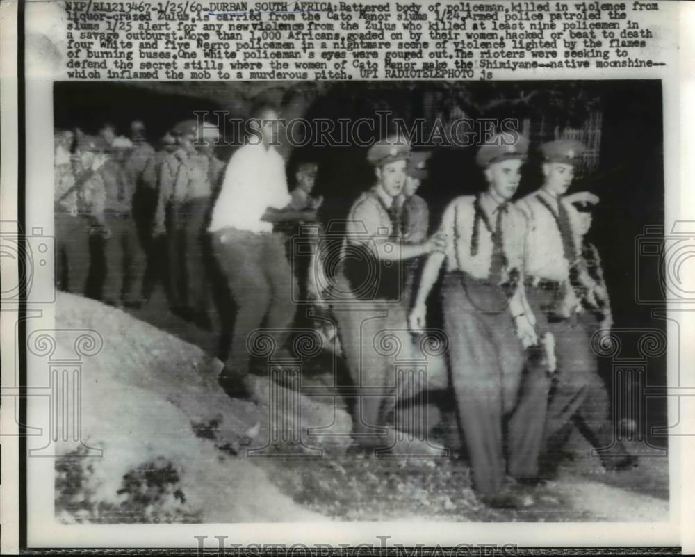 1960 Press Photo Policeman killed in violence carried from Cato Manor Slums - Historic Images