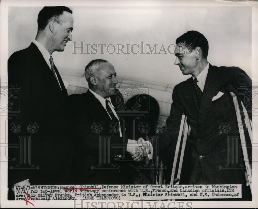 1951 Press Photo Emanuel Shinwell Arriving in Washington, D.C. - nef47328 - Historic Images