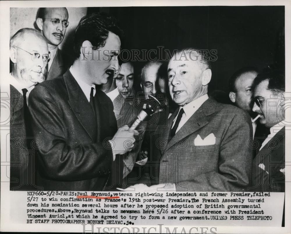 1953 Press Photo Paul Reynaud, France Premier talked to newsman - nef48473 - Historic Images